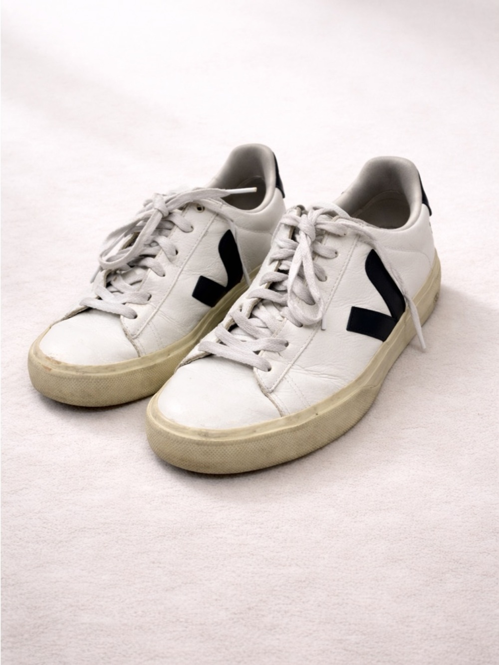 White Leather Women’s Sneakers with Black Accent